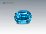 3.4 carat Cambodian blue zircon gemstone with oval cut and bright brilliance.