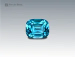 5.05 carat Cambodian blue zircon with cushion cut, displaying vivid brilliance.
