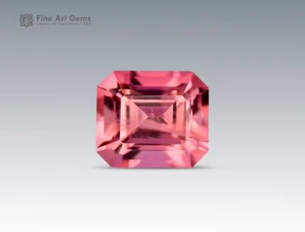 Brilliant 0.9 carat emerald cut pink tourmaline gemstone from Afghanistan with fine clarity and radiant brilliance. Ideal for jewelry and gemstone collectors.