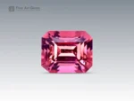 Brilliant 1.15 carat emerald cut pink tourmaline gemstone with vibrant color and fine clarity, ethically sourced from Afghanistan.