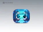 A 1.35 carat cushion-cut blue Tourmaline from Afghanistan with vivid teal-blue color and fine brilliance, perfect for jewelry.