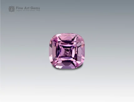 Brilliant 1.5 carat pink topaz with cushion cut from Pakistan, radiating soft pastel-pink tones with lively brilliance and fine clarity.