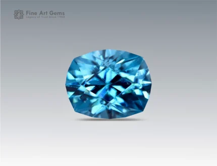 Stunning 2.45 carat zircon with brilliant fancy cut from Cambodia, radiating vivid blue color, fiery brilliance, and exceptional clarity.