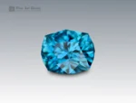 Natural 2.5 carat cushion cut blue zircon gemstone from Cambodia with vivid brilliance and excellent clarity.