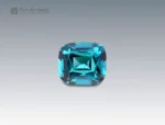 A 3 carat cushion-cut Indicolite Tourmaline from Afghanistan with vivid blue-green color and brilliance, perfect for jewelry.