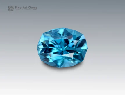 Natural 3.15 carat oval cut blue zircon gemstone from Cambodia with vivid brilliance, excellent clarity, and fine faceting.