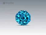 Unique 3.2 carat fancy cut blue zircon gemstone from Cambodia with vivid brilliance, fine clarity, and exceptional faceting.