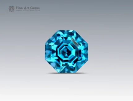 Unique 3.2 carat fancy cut blue zircon gemstone from Cambodia with vivid brilliance, fine clarity, and exceptional faceting.