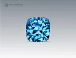 Vibrant 3.5 carat cushion-cut zircon from Cambodia, showcasing brilliant electric-blue color, fiery brilliance, and exceptional clarity.