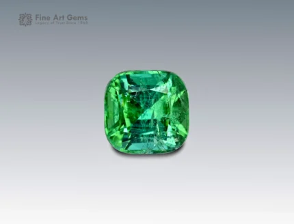 A 3.95 carat cushion-cut green Tourmaline from Afghanistan with vivid color and brilliance, perfect for jewelry.