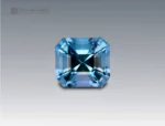 Emerald-cut sky-blue topaz gemstone weighing 8.15 carats from Brazil, with exceptional clarity and brilliance.