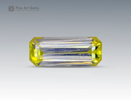 1.05 carat emerald-cut yellow stibiotantalite gemstone from Afghanistan.