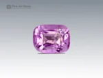 Cushion-cut pink topaz gemstone weighing 1.10 carats from Pakistan, with delicate pastel pink color and fine clarity.