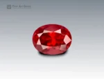 Brilliant 1.35 carat oval cut rhodolite garnet with intense red-pink color, sourced from Africa. Perfect for jewelry lovers and gemstone collectors.