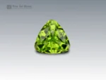 Brilliant 2.45 carat trillion cut peridot gemstone with vivid green color, sourced from Pakistan.