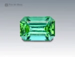 Emerald-cut green tourmaline gemstone weighing 2.70 carats from Afghanistan, with vivid hue and excellent clarity.