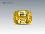 Cushion brilliant-cut golden-yellow stibiotantalite gemstone weighing 2.80 carats from Afghanistan, with vibrant color and fine brilliance.