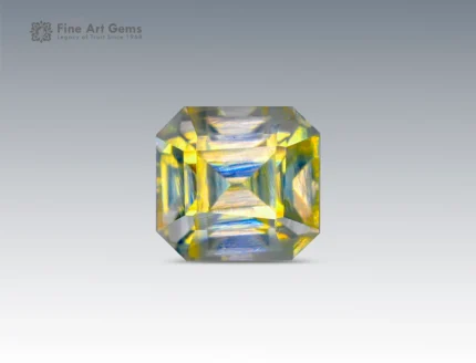 0.35 carat emerald-cut yellow stibiotantalite gemstone from Afghanistan.