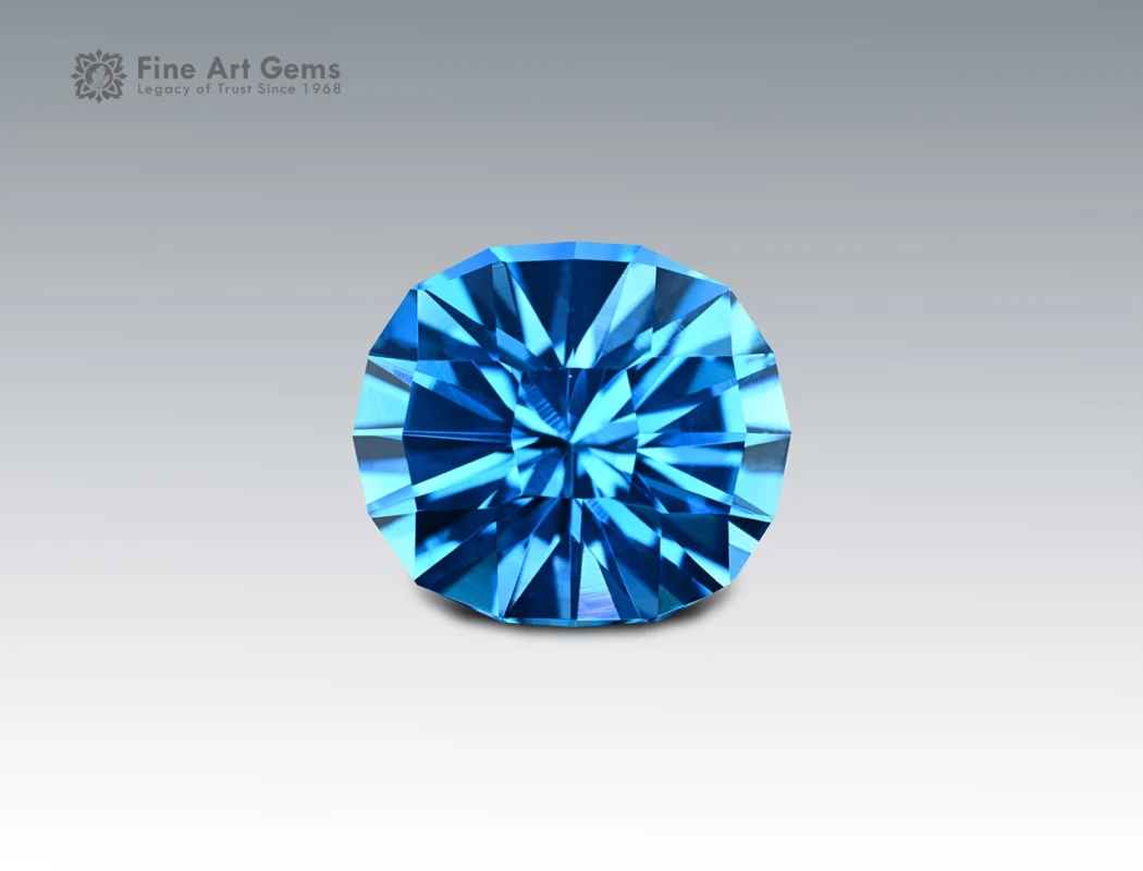 24.35 carat fancy oval-cut vivid blue topaz gemstone from Brazil.