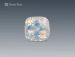 Cushion-cut moonstone gemstone from Madagascar with soft iridescent hues.