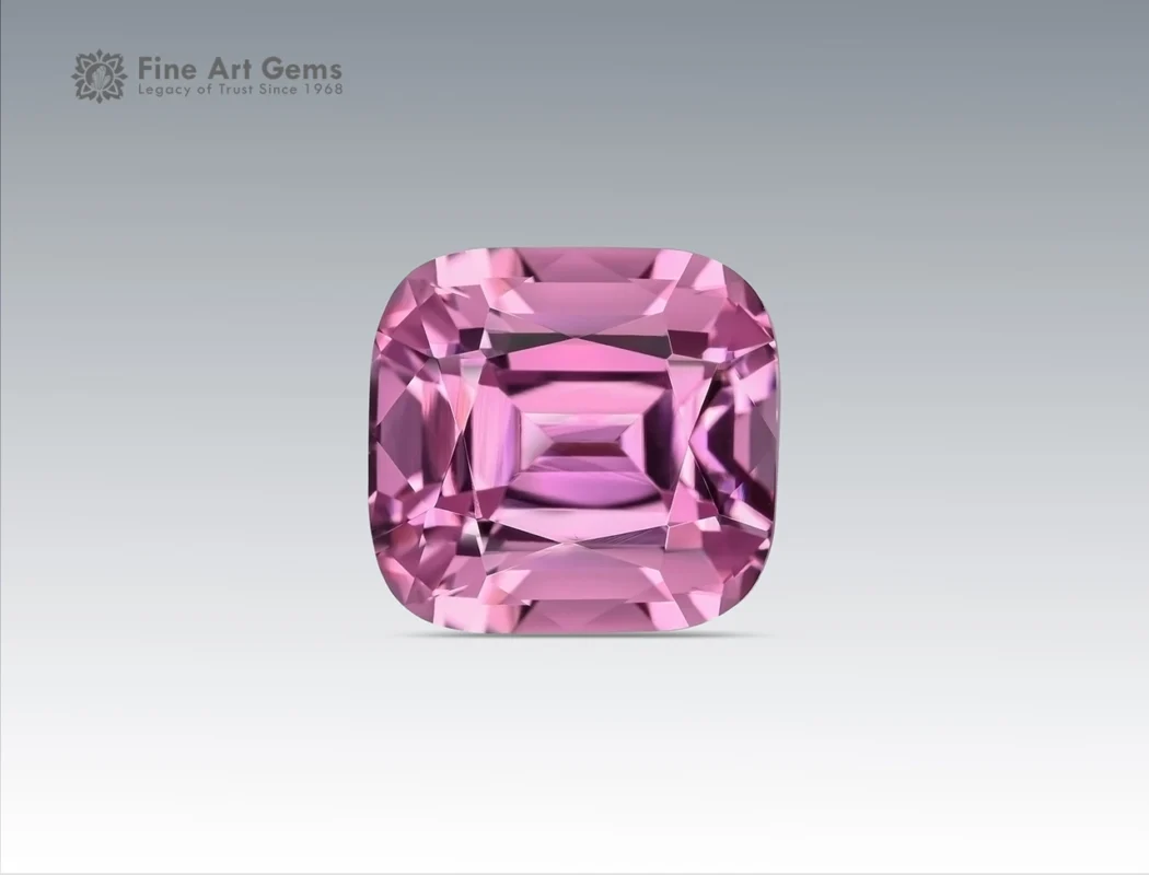 9.65 carat cushion-cut pink tourmaline gemstone from Afghanistan.