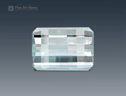 Clear rectangular pixel-cut aquamarine gemstone from Pakistan