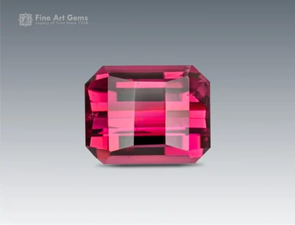 3.25 carat pixel-cut pinkish-red rhodolite garnet from Africa.