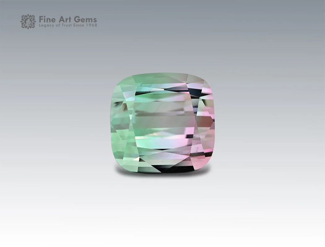 21.2 carat bicolor tourmaline with cushion cut - africa.perfect for jewelry, necklace, pendant, and ring for sale.