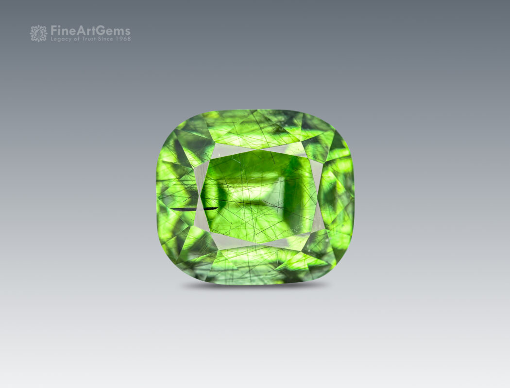 6.65 Carat Natural Peridot with Ludwigite Inclusion from Pakistan