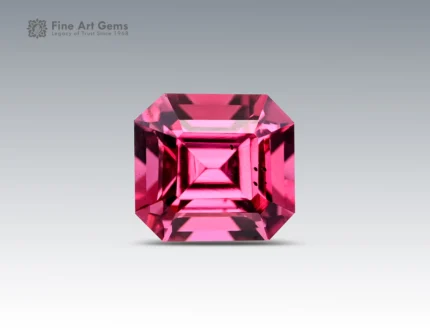 1.35 carat rhodolite garnet emerald cut gemstone from Africa