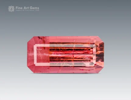 Natural 02 carat emerald cut tourmaline gemstone from Afghanistan, featuring brilliant clarity and an elegant rectangular shape