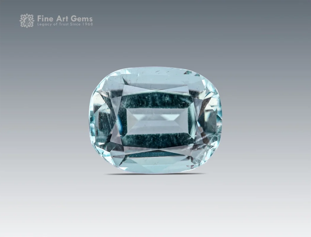 03 carat natural aquamarine cushion cut gemstone with blue color from Madagascar