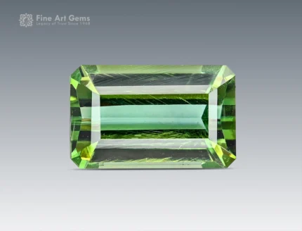 Emerald-cut green zoisite gemstone, 1.40 carats, from Pakistan.