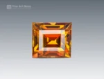 Natural 1.65 carat sphene (titanite) gemstone with princess cut from Pakistan, showing golden-yellow brilliance and fire