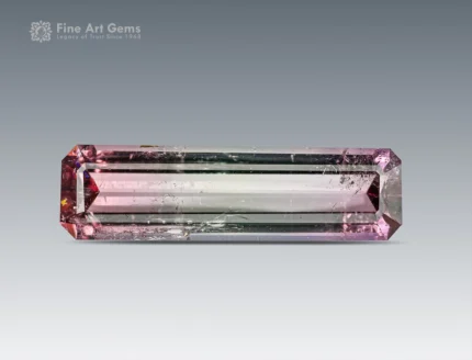 7.60 carat tri-color tourmaline gemstone with emerald cut from Afghanistan, natural and rare, perfect for rings, pendants, and jewelry collections.
