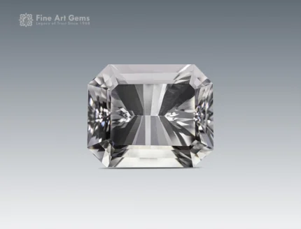80 carat emerald cut quartz gemstone with exceptional clarity and brilliance from Pakistan