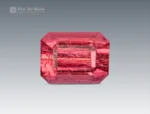 1 carat emerald cut tourmaline gemstone from Afghanistan, showing a bright pink-red color, perfect for rings or pendants
