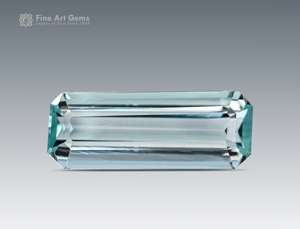 1.15 carat emerald cut aquamarine gemstone from Madagascar, ideal for rings, pendants, and fine jewelry