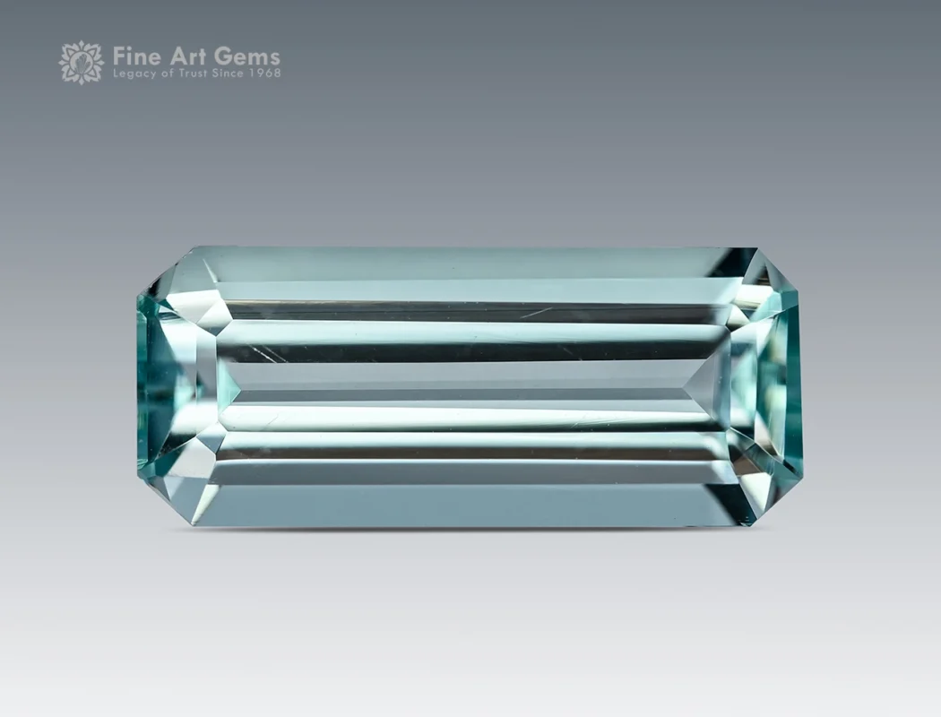 2.10 carat emerald cut aquamarine gemstone from Madagascar, ideal for rings, pendants, and fine jewelry