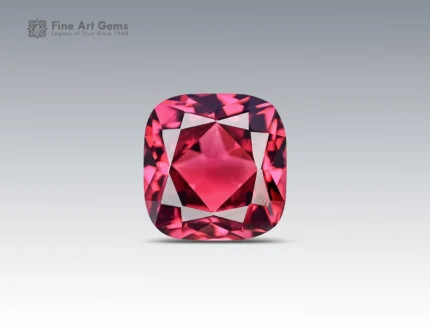 2.10 carat rhodolite garnet gemstone with cushion cut from Africa, perfect for rings, pendants, fine jewelry, and gemstone collections