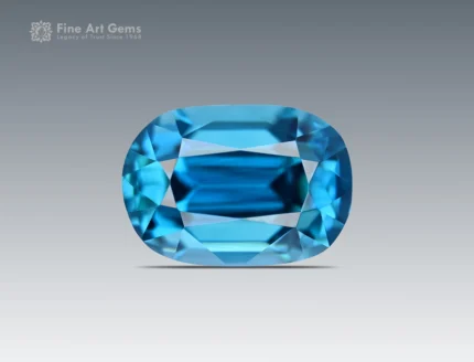 3.50 carat blue zircon cushion cut gemstone from Cambodia, ideal for fine jewelry rings and pendants