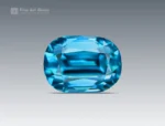 Blue zircon 4-carat cushion cut gemstone from Cambodia for ring, pendant, and jewelry collection