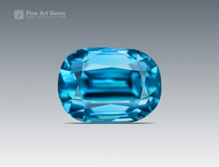 Blue zircon 4-carat cushion cut gemstone from Cambodia for ring, pendant, and jewelry collection