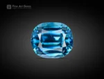 Blue zircon 4.25-carat cushion cut gemstone from Cambodia for ring, pendant, and jewelry collection.
