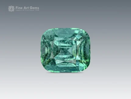 A 5.55-carat cushion cut tourmaline gemstone from Afghanistan with a greenish-blue sparkle, ideal for rings, pendants, and fine jewelry