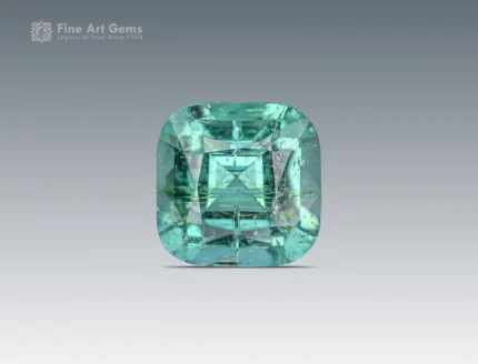 Greenish-blue 5.75-carat cushion cut tourmaline gemstone from Afghanistan, perfect for rings, pendants, and fine jewelry