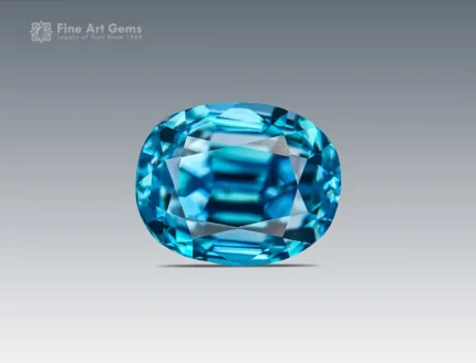 7.10 carat blue zircon gemstone with cushion cut from Cambodia, ideal for rings, pendants, fine jewelry, and gemstone collections