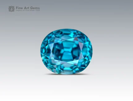 7.10 carat blue zircon gemstone with cushion cut from Cambodia, ideal for rings, pendants, fine jewelry, and gemstone collections