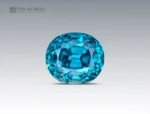 7.10 carat blue zircon gemstone with cushion cut from Cambodia, ideal for rings, pendants, fine jewelry, and gemstone collections