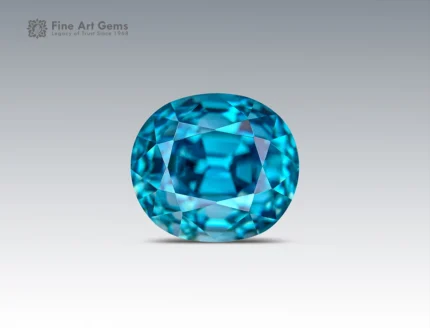 7.10 carat blue zircon gemstone with cushion cut from Cambodia, ideal for rings, pendants, fine jewelry, and gemstone collections